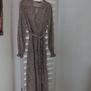 Elegant Long Sleeve Leopard Print Dress